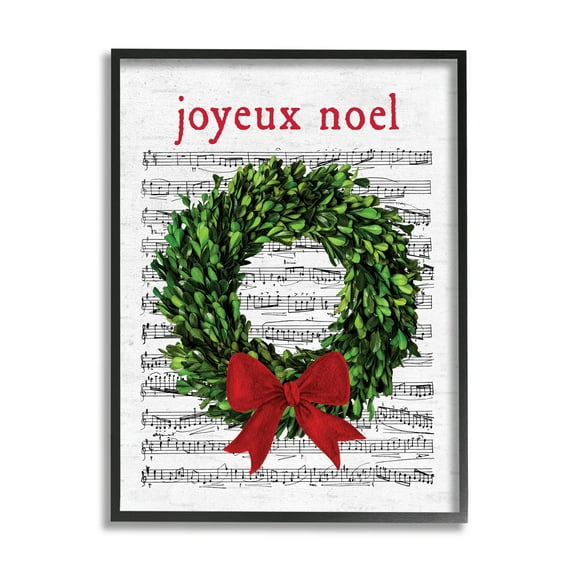 Stupell Industries Joyeux Noel Vintage Song Graphic Art Black Framed Art Print Wall Art, Design by Lettered and Lined