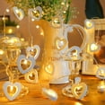 thumbnail image 3 of 1pc 1.5M 10LED White Wooden Heart LED Decorative String Lights Battery Box Power Supply Love Decorative String Lights For Valentine's Day Mother's Day Wedding Proposal Atmosphere Decoration, 3 of 7