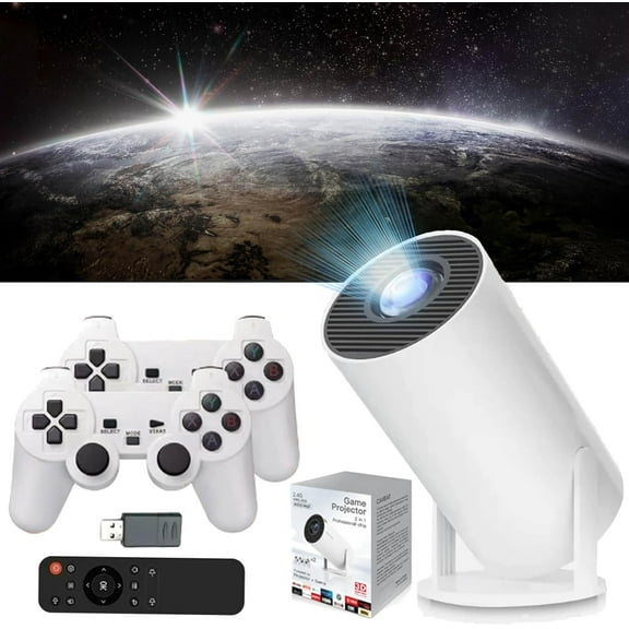 Kothab Game Projector M300 Max, Smart 4k Android 11 Portable Game Projector with Two Controllers, Small Projector Portable, Smart Hd Projector with Wifi and Bluetooth, Outdoor Movie Projector