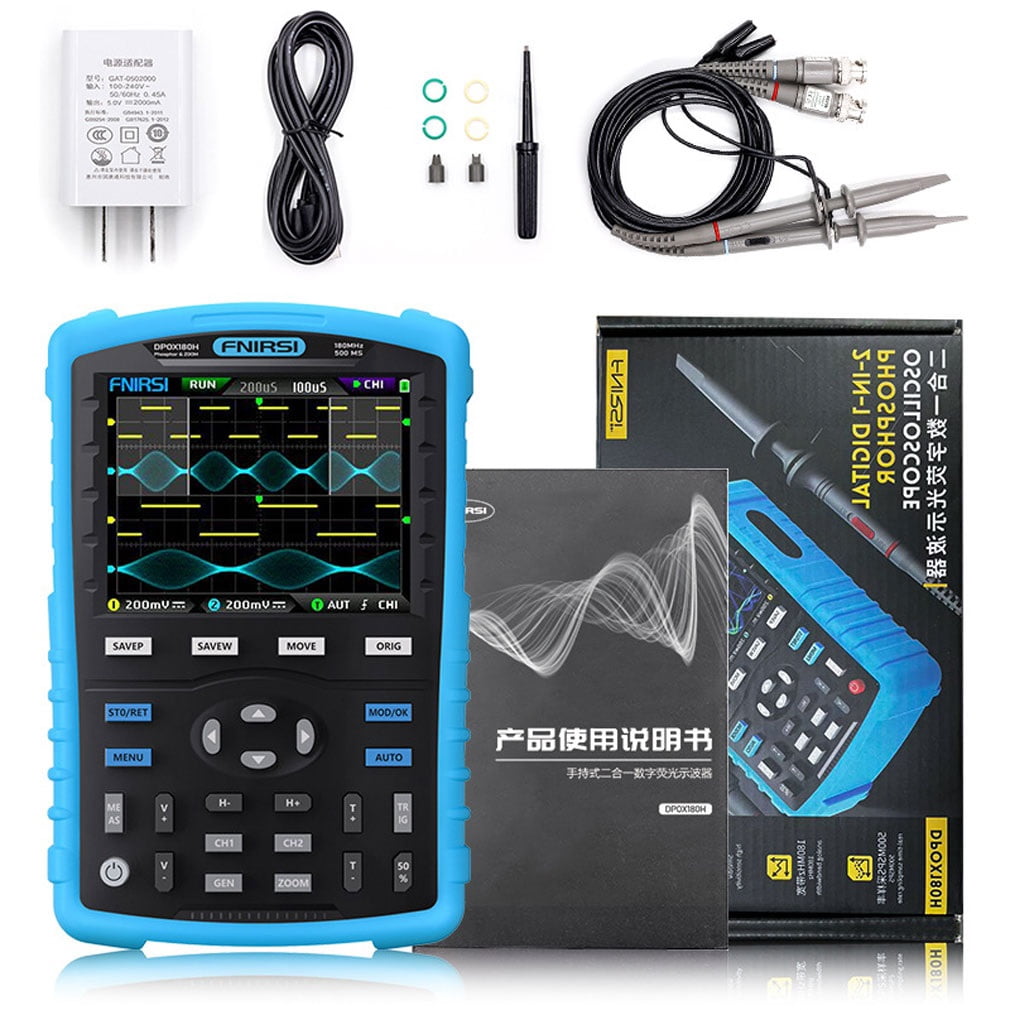 Handheld fluorescent digital oscilloscope dual channel two-in-one small portable instrument auto repair 180M automatic adjustment function