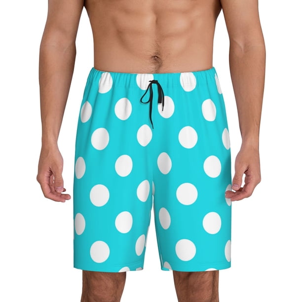 Fotbe Aqua And White Polka Dot Pantalones Cortos de Pijama para Hombre, Ropa de Dormir, Pantalones de Pijama Cortos para Hombre-4X-Large