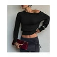 thumbnail image 3 of Women Off Shoulder Long Sleeve Cropped Pullover Sweater Top Trendy Boat Neck Soft Ribbed Knit Crop Sweater, 3 of 8