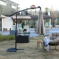thumbnail image 7 of Royard Oaktree 10ft Solar LED Offset Hanging Patio Umbrella, Round Large Market Umbrellas with Tilt and Crank, Outdoor Table Umbrella for Garden Lawn Backyard Poolside, Base Not Included, khaki, 7 of 7