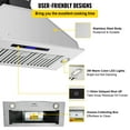 thumbnail image 5 of VEVOR Insert Range Hood, 900CFM 4-Speed, 36 Inch Stainless Steel Built-in Kitchen Vent Hood with Touch & Remote Control LED Lights Dishwasher-Safe Filters, Ducted/Ductless Convertible, ETL Listed, 5 of 9