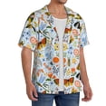 thumbnail image 3 of Lafuoo Insects and Flowers Pattern Men's Cuban Collar Short Sleeve Shirt, Button-Down Resort Beach Pocket Shirt-Small, 3 of 7
