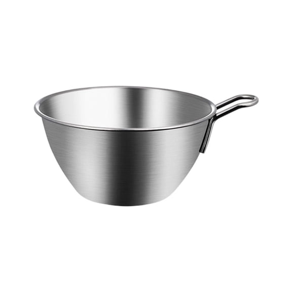 Stainless Steel Mixing Bowl with Handle, Measurement Marks for Baking Egg Beating Sauces Kitchen Prep, Metal Bowl for Home Cooks and Bakers, Kitchen Dining Supplies (4.61x2.48 Inch)