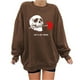 thumbnail image 2 of Moda mujer estampado cuello redondo pulóver Tops manga larga cómoda blusa sudadera Fridja  fjkfkj6114, 2 of 3