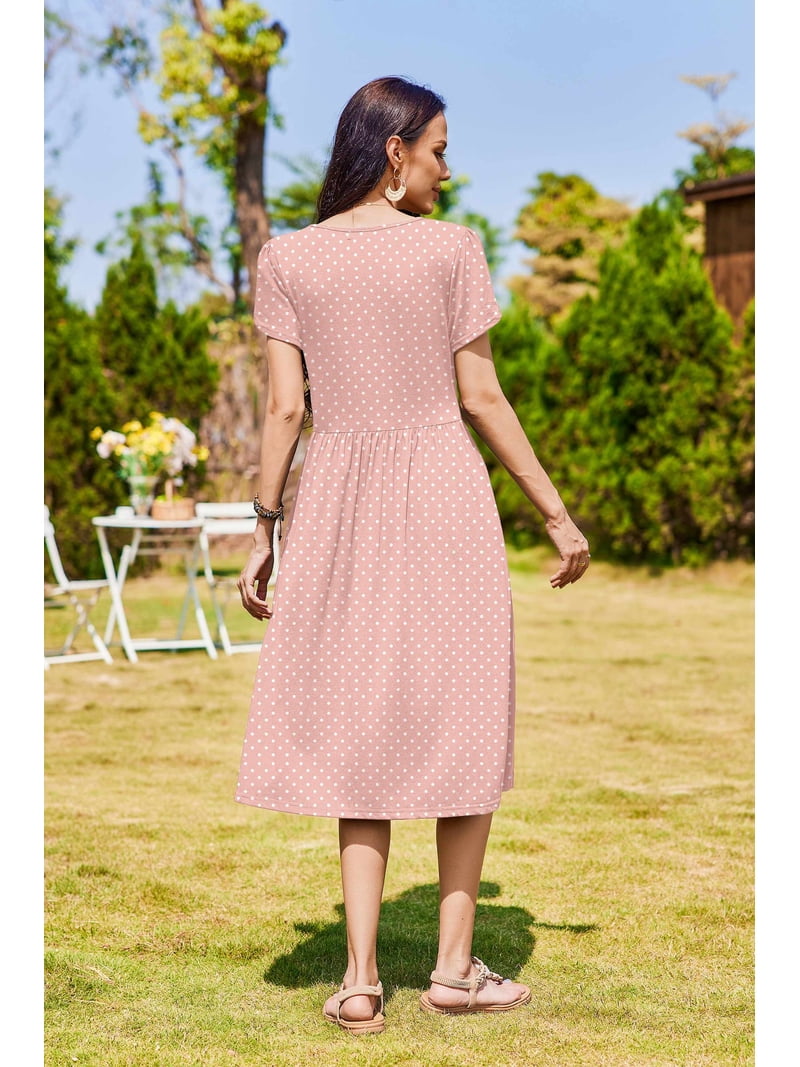 Zeagoo Floral Casual Dresses Modest Tshirt Dress Aline Midi Dress Floral  Boho Sundress with Pockets Cotton Ladies Summer Dress Travel Dress Holiday  ...