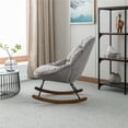 thumbnail image 4 of Rocking Chair, Modern Velvet Tufted Upholstered Accent Rocking Chair with Metal Base and Padded Seat, Comfy Lounge Chair Single Sofa Chair Glider Chair for Living Room, Bedroom, Nursery, Grey, 4 of 7