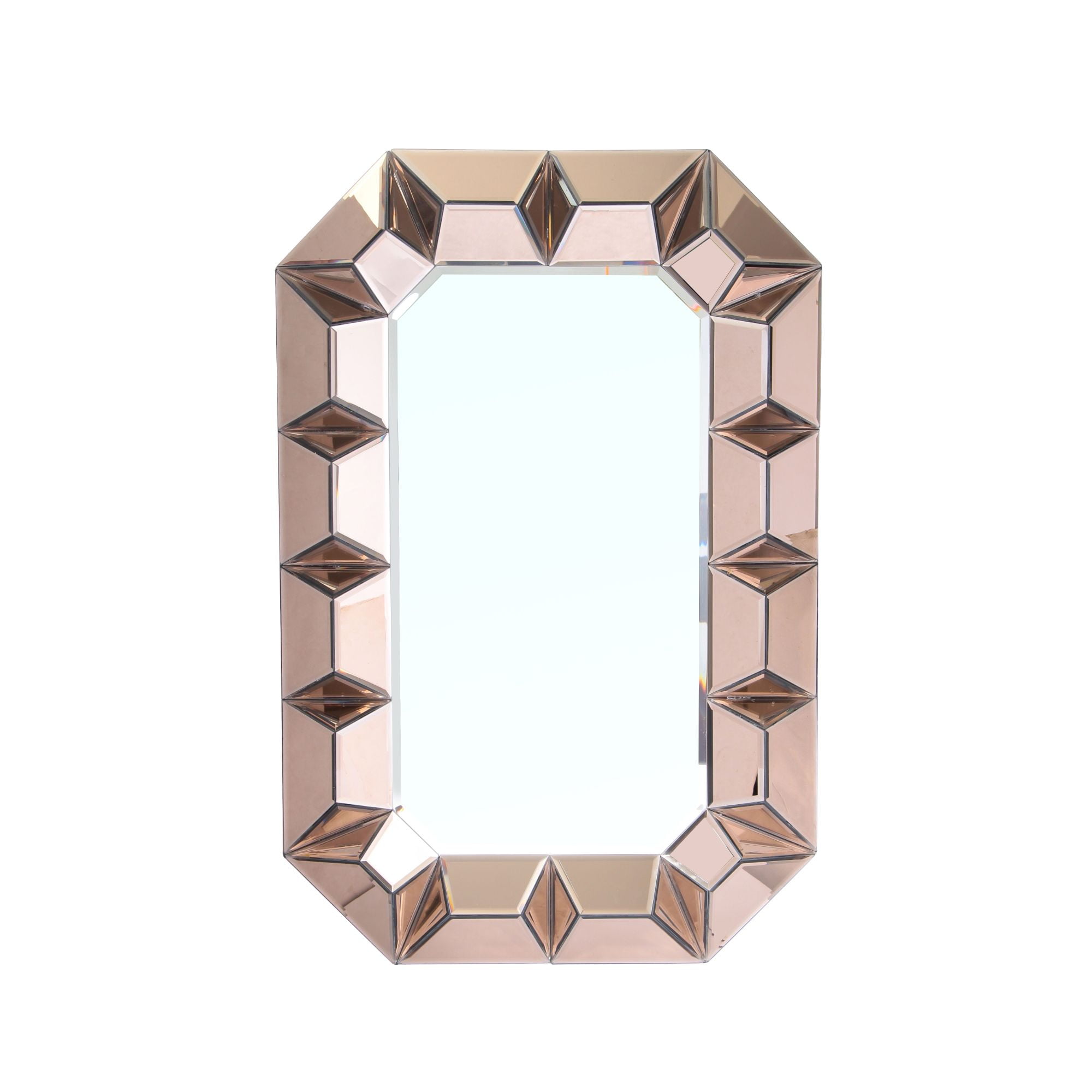 35.25" Rose Gold Geometric Framed Rectangular Wall Mirror