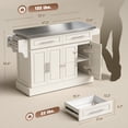 thumbnail image 3 of HOMCOM Rolling Kitchen Island with Cabinets and Drawers, Cream White, 3 of 8
