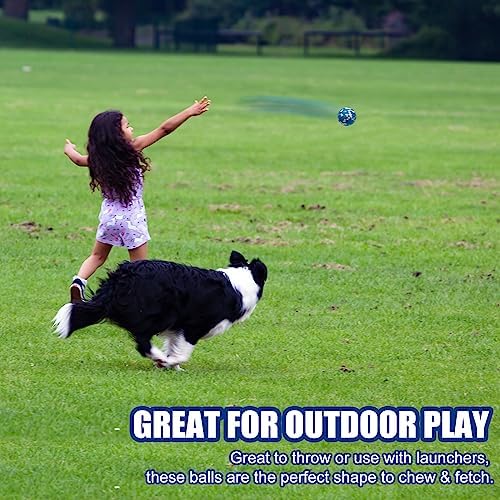 Dog Balls, Indestructible Tennis Balls for Dogs, 2.5'' Durable Bouncy Dog Toys for Aggressive Chewers, Interactive Dog Toys for Fetch Game, Lightweight Floating Chew-Proof(4 Pack)