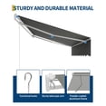 thumbnail image 4 of BouPower 10x8 FT Manual Retractable Awning, Waterproof Sun Shade Patio Awning, Heavy Duty Aluminum Frame, 280g Polyester Fabric, Adjustable Roll Out Awning for House, for Deck, Porch, Khaki/Grey, 4 of 7