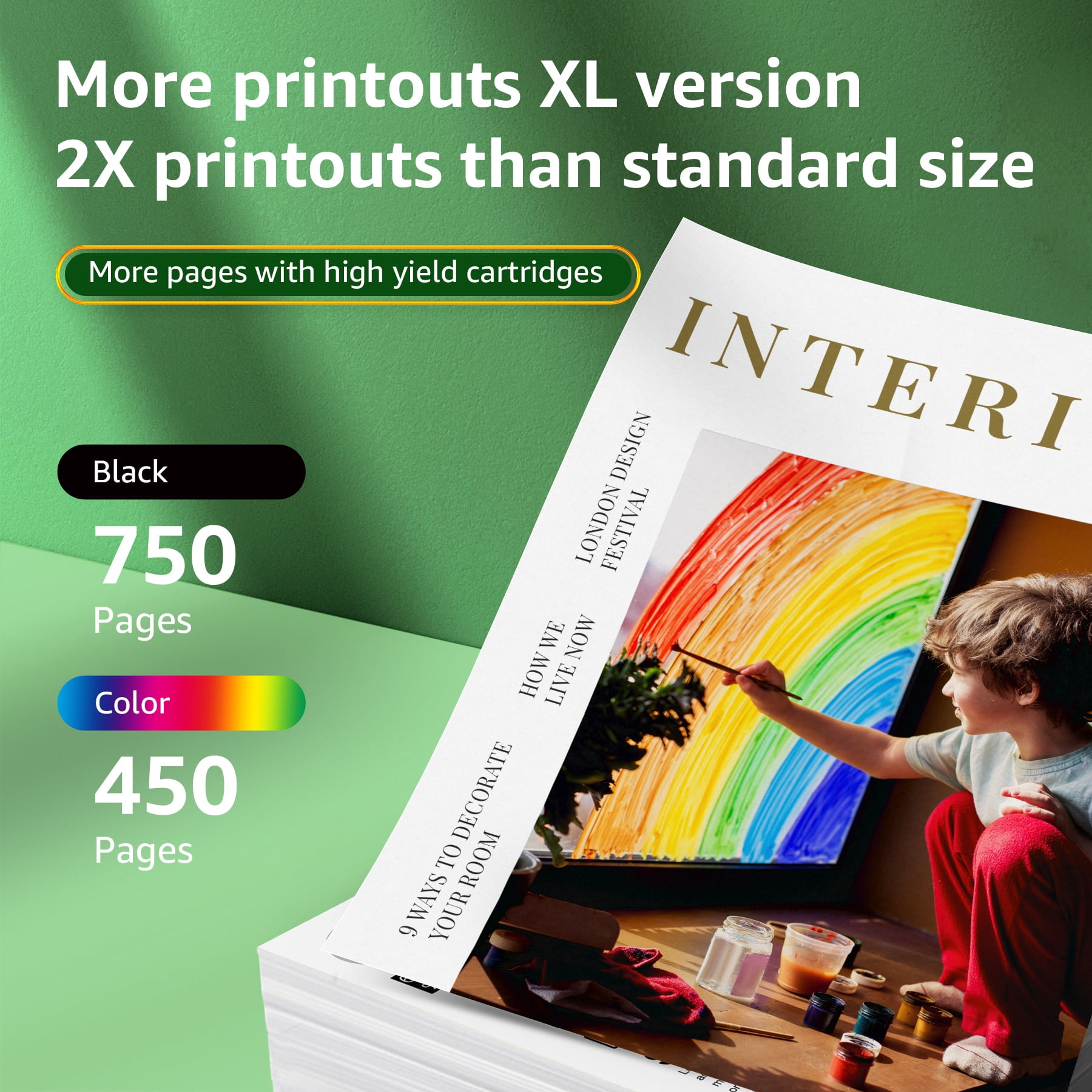 63XL Printer Cartridge Combo Pack with 63XL Black Ink Cartridge Compatible for HP63 OfficeJet, DeskJet, Envy, 2 Count