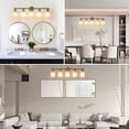 thumbnail image 5 of Jopath 31" Modern 5-Light Vanity Wall Sconce, Golden Finish with Frosted Glass Shades for Bathroom, Bedroom, Dressing Room or Hallway Lighting (No Bulbs), 5 of 8