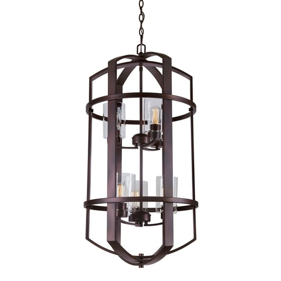 Hyde  6-Light Antique Bronze Foyer Pendant with Clear Glass - Antique Bronze