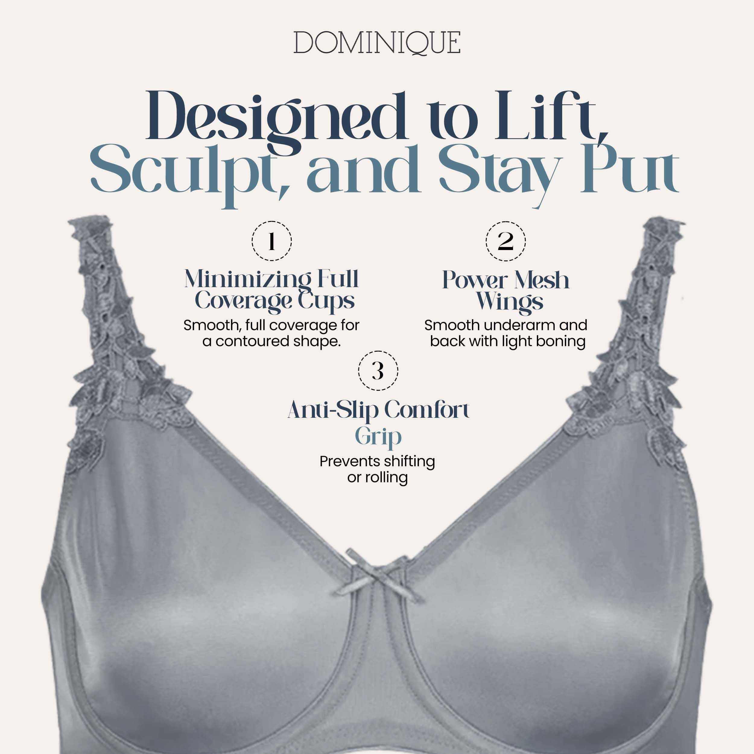 Dominique Mystique Minimizer Bra #7000 – Seamless Full Figure Underwire Lingerie for Women, Smooths & Shapes