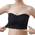 thumbnail image 3 of Eashery Bandeau Bra Padded Seamless Bra Solid Womens Bra Black M L, 3 of 5