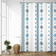 thumbnail image 4 of 72x84 Inch Striped Floral Long Fabric Shower Curtain Geometric Shape Patchwork Polyester Bath Curtain Modern Chic White Stall Shower Curtains for Kids Bathroom Decor Waterproof with Hooks, 4 of 6