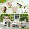 thumbnail image 3 of Vineego Foldable Lounge Chaise 12 inch High 5-Position Adjustable Patio Lounge Chair Beach Pool Chaise,Biege, 3 of 6