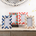 thumbnail image 2 of Handicrafts Home 4x6 Picture Frame Blue & White, Scalloped Bone Inlay Photo Frame, Handmade Decorative Picture Frame for Wall or Tabletop, Coastal Modern Home Decor, 2 of 8
