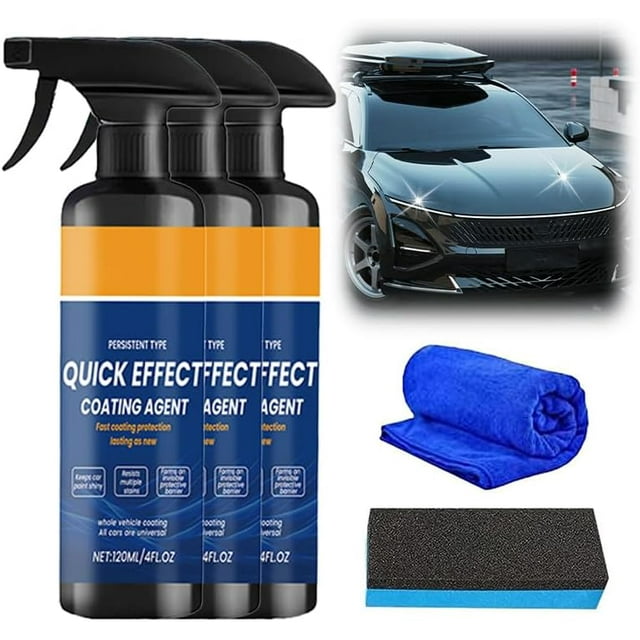 Advanced Car Quick-Acting Coating Agent Spray, 2026 New Multifunctional Car Paint Protection, Easy to Use Waterless Car Wash Spray for Outdoor Detailing (3PCS)