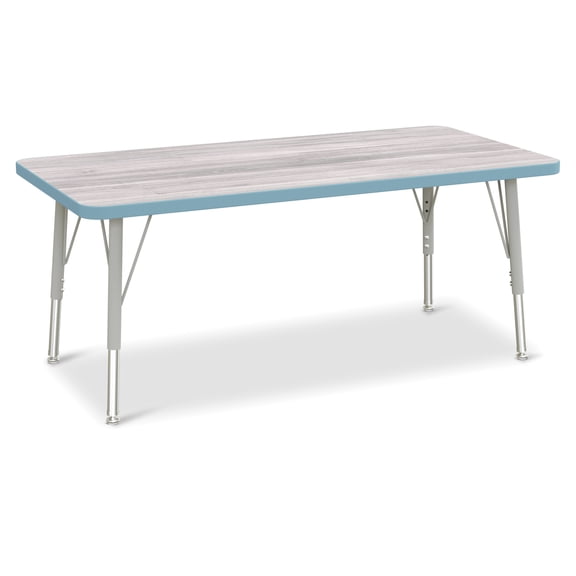 Rectangle Activity Table - 24" X 48", E-height - Driftwood Gray/Coastal Blue/Gray