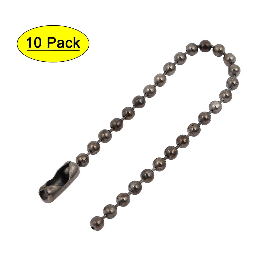 Unique Bargains 10pcs 2.4mm Dia Metal Beaded Connector Ball Key Chain 4inch Length Black