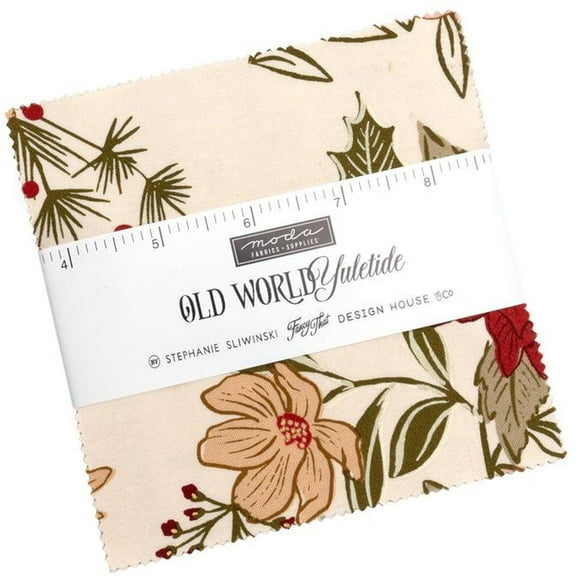 Old World Yuletide Moda Fabrics Charm Pack by Stephanie Sliwinski of Fancy That Design House 42 5-inch Precut Fabric Quilt Squares