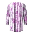 thumbnail image 4 of JTZGDY Womens Plus Size Tops Funny Striped Printed Summer 3/4 Sleeve T-Shirts Trendy Overszied Crewneck Basic Tunic Blouse Loose Fit Casual Graphic Tees Hot Pink XXXL, 4 of 5
