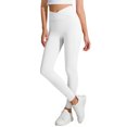 thumbnail image 5 of JTSRKL Girls Athletic Leggings Kids V-Cross Stretchy High Waist Tummy Control Yoga Running Dance Gym Pants with Pockets White 9-10 Years, 5 of 8