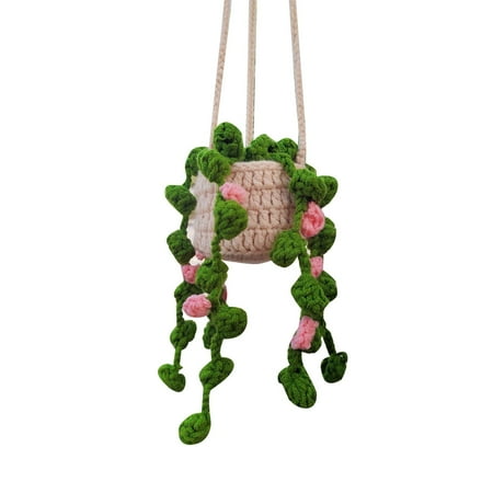 

Car Hangings Hand Crocheted Potted Wool Pendants Car Rearview Creative Pendants Hot Sale Clearance