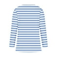 thumbnail image 5 of CLOISE Tees for Women Fall Cute Striped Blouses Scoop Neck Long Sleeve Tees Tunic Pleated Color Block Basic Tops Elegant Clothes Light Blue M, 5 of 6