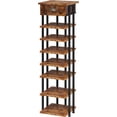 thumbnail image 2 of ZXNYH 8 Tier Shoe Rack for Entryway Metal Shoe Racks Storage, Free Standing Shoes Rack Narrow Slim Vertical Shoe Rack Shelf Organizer with Wooden Top for Entry, Entrance, Hallway, Rustic Brown, 2 of 8