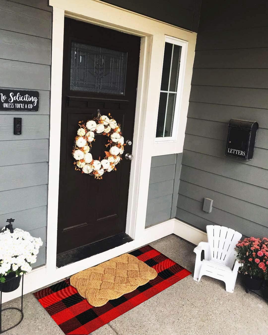 Ukeler Buffalo Plaid/Check Indoor/Outdoor Rug- Outdoor Plaid Doormat for Front Porch/Kitchen/Laundry Room Welcome Layered Mat, 23.6'' x 51.2''
