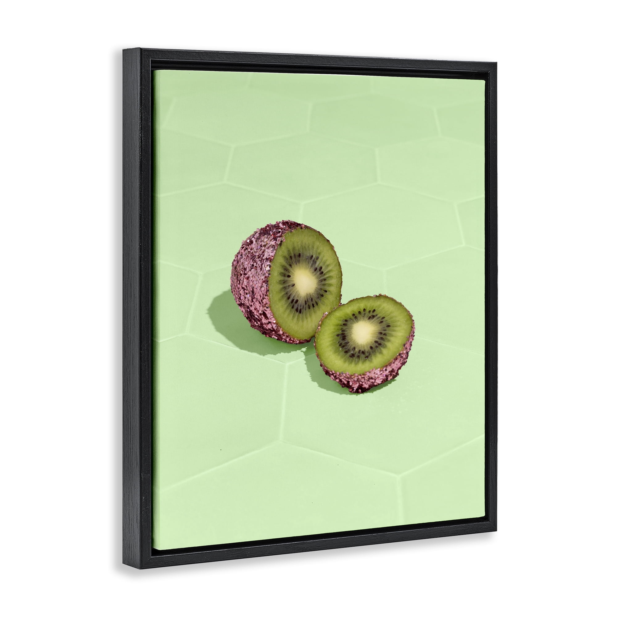Stupell Industries Green Glimmer Kiwi Black Framed Floater Canvas Wall Art, design by LISH Creative