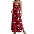 thumbnail image 1 of Falda Larga Verano Día de San Valentín Impreso V-Cuello sin Mangas Maxi Vestido, Color Dividido Falda de Sueño Casual para la Playa Y la Ropa de Vacaciones, 1 of 8