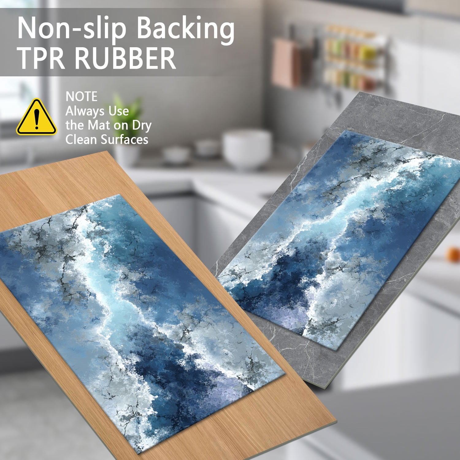 3 Piece Kitchen Rug Set, Non-Slip And Washable, Abstract Pattern Kitchen Hallway Rug, Soft And Comfortable, Suitable For Sinks, Floors, Entrances, Hallways and Bathrooms