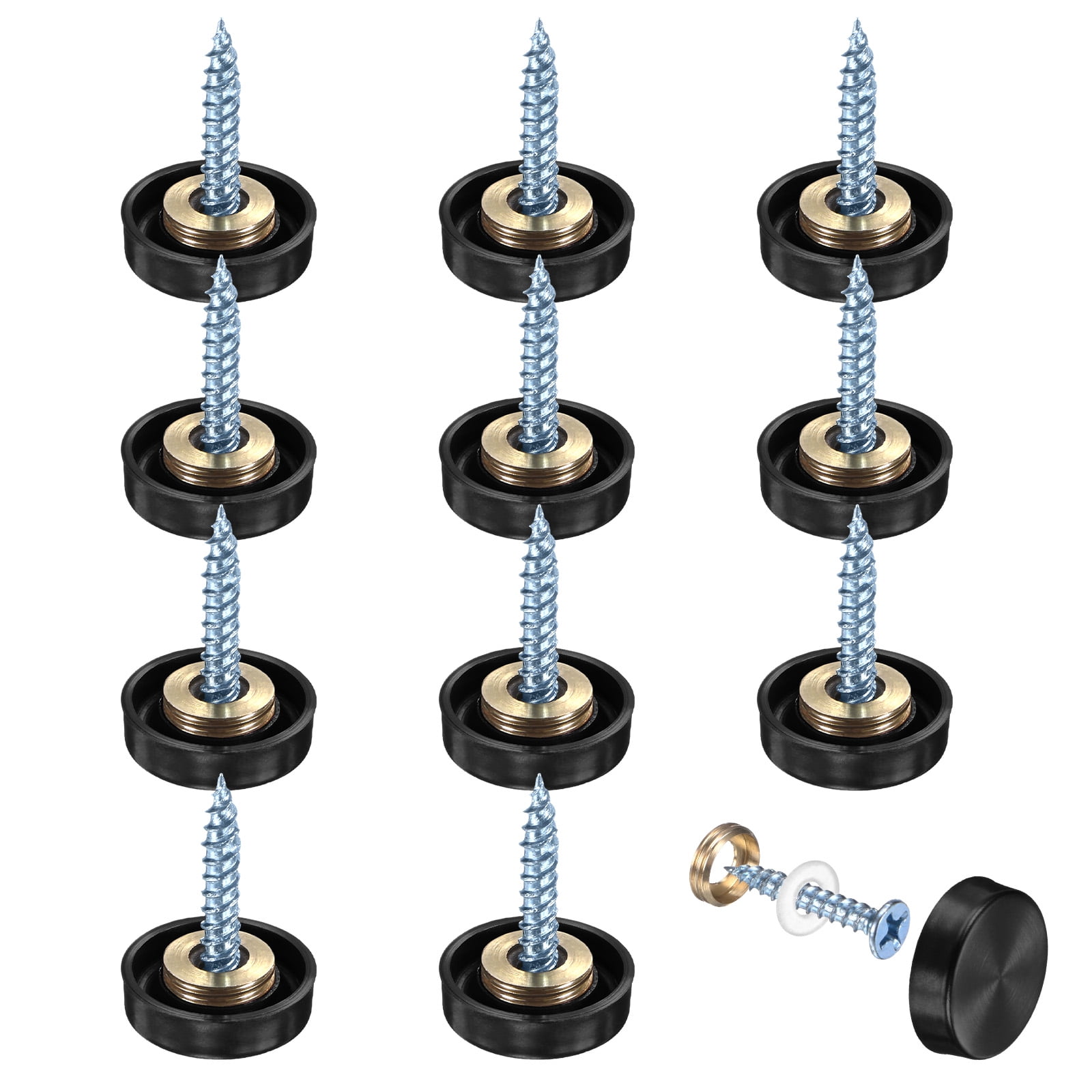 16 Pcs Decorative Caps Screw Brass Screws with Mirror Cover Fasteners 16 Pcs Decorative Caps Screw Brass Screws with Mirror Cover Fasteners