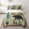thumbnail image 2 of Manfei Wildlife Bear Kids Bedding Comforter Set 7pcs, Vintage Western Lake House Queen Bedding Sets, Rustic Theme Reversible Queen Sheet Sets, Microfiber Bedroom Decor, 2 of 7