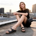 thumbnail image 2 of Ecetana Womens Slide Sandals Leather Wedge Sandals Comfortable Summer Beach Sandals Orthopedic, 2 of 6