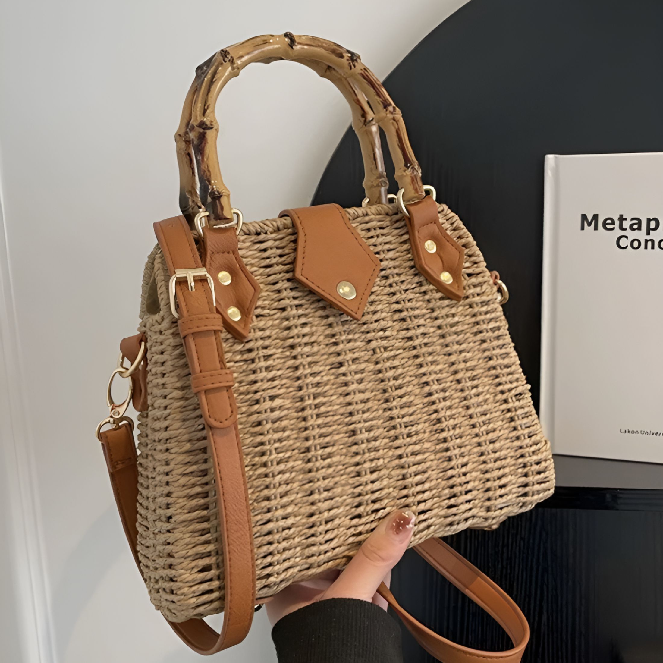 GASTROPOD Straw Crossbody Bags for Women Beach Handbags Wicker Summer Purse Woven Island Beach Bags Natural Bag Woven Crossbody Bags for Women