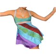 thumbnail image 3 of Robe Mini à Bretelles pour Femmes Couleur Contrastée Dos Creux Robe Ligne A Chic Tenue de Soirée Clubwear, 3 of 10