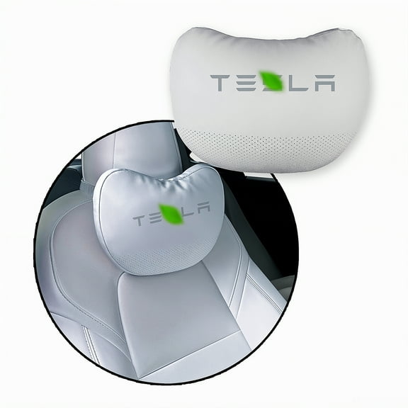 CoolKo Car Headrest Neck Pillow Support Memory Foam Ergonomic Design Accessory for Driving Seat Fatigue Relief Compatible with Tesla Model S X 3 Y & Cybertruck - 1 Piece