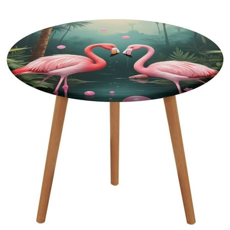 

Tropical Flamingo Paradise(1)-1 Pattern Round Tablecloth Waterproof Elastic Table Clothes for Dining Table Cute Desk Decor Protector Cover M-45 -50
