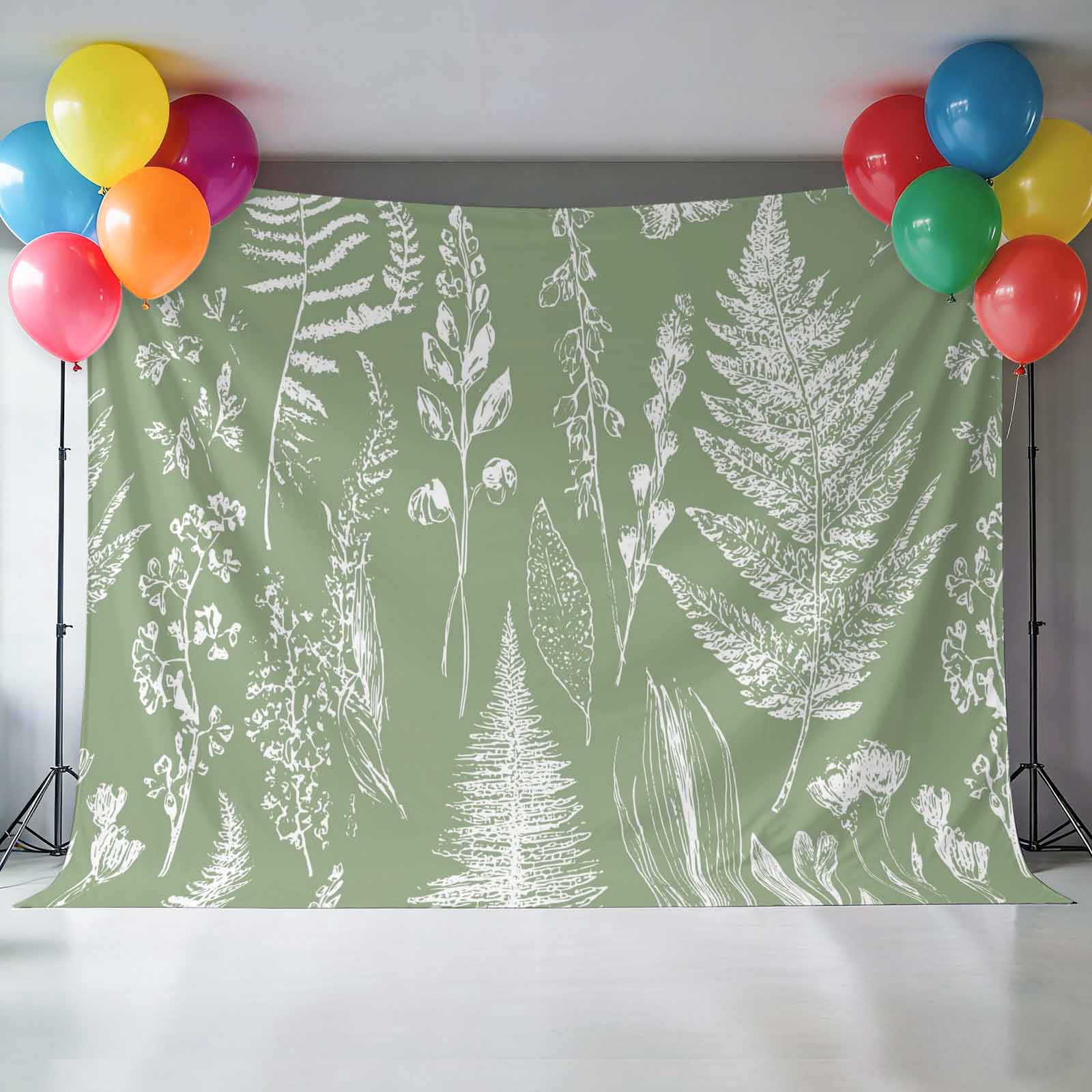 Abstract Leaves Backdrop for Photography, Sage Green Background Plant Hand-painted Photo Backdrop Portrait Background Party Banner Photo Backgrounds for Studio Booth Props, 7x5ft