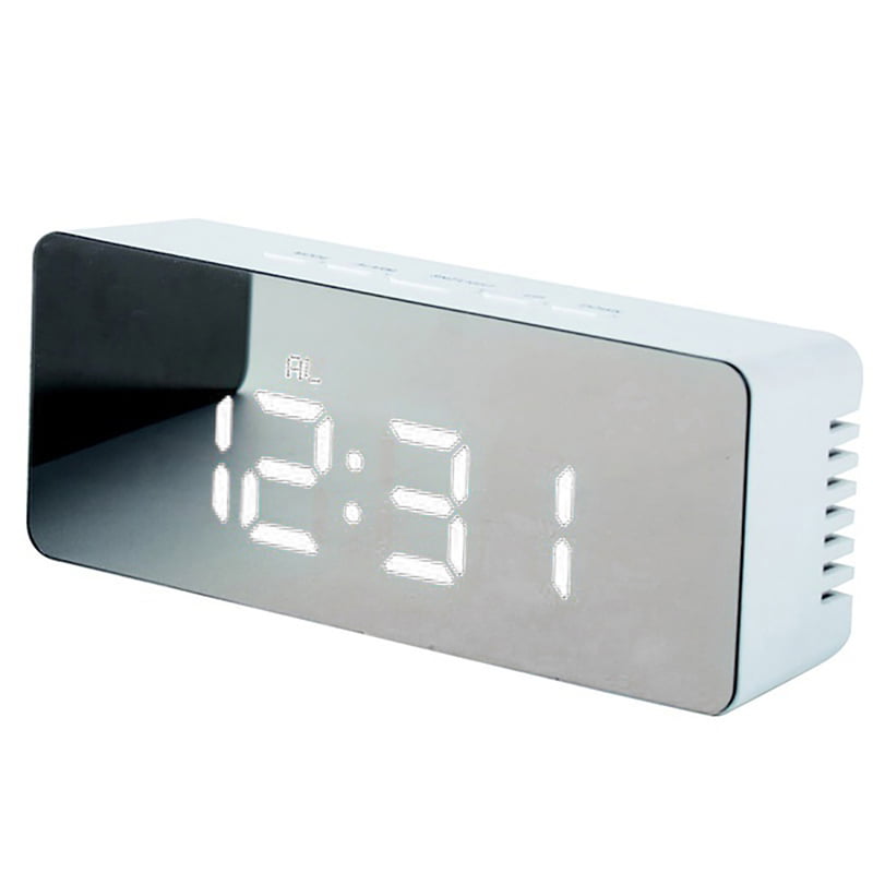 Details about   LED Mirror Alarm Clock Time Night Lighting Snooze Display Square Size Clocks New 