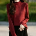 thumbnail image 5 of YueHuiYing Fashion Women's Casual Semi High Neck Solid Color Loose Base Knitted Autumn Winter Sweater, 5 of 5