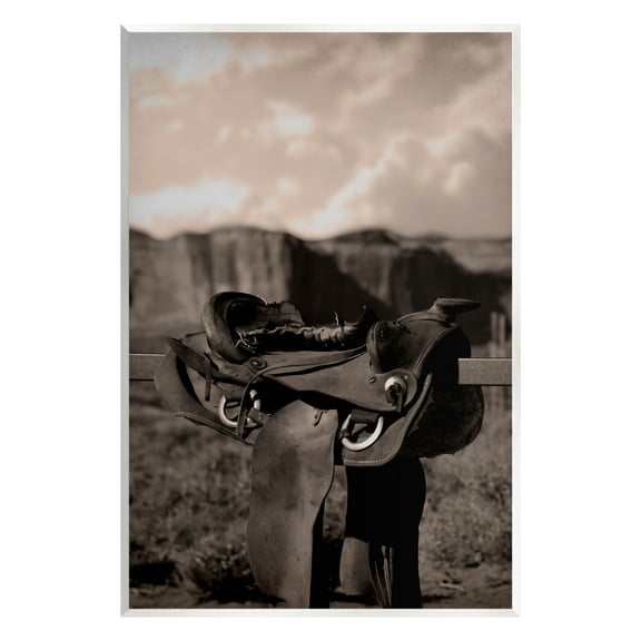 Stupell Industries Horse Saddle in Desert Landscape Photography Unframed Art Print Wall Art, 13 x 19