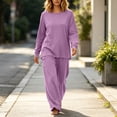 thumbnail image 5 of Xdegoge Womens Casual Two Piece Outfits Crewneck Long Sleeve Tunic Top and Wide Leg Sweatpants Set with Pockets Comfy Relaxed Fit Fall Loungewear Sweatsuits, 5 of 6